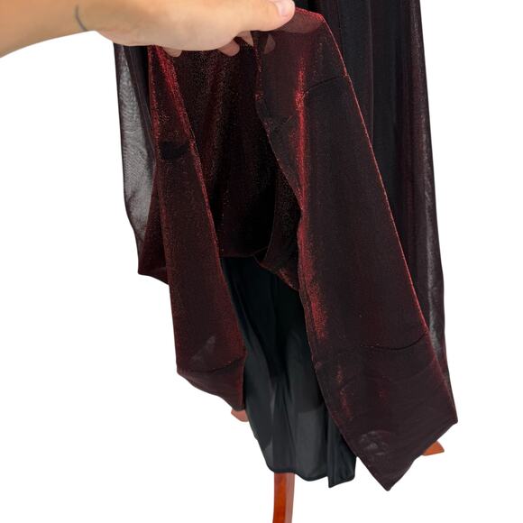 VTG 80s Women's Red Black Sparkly Two Toned Maurices A Line Maxi Prom Dress 7/8 - Picture 7 of 12